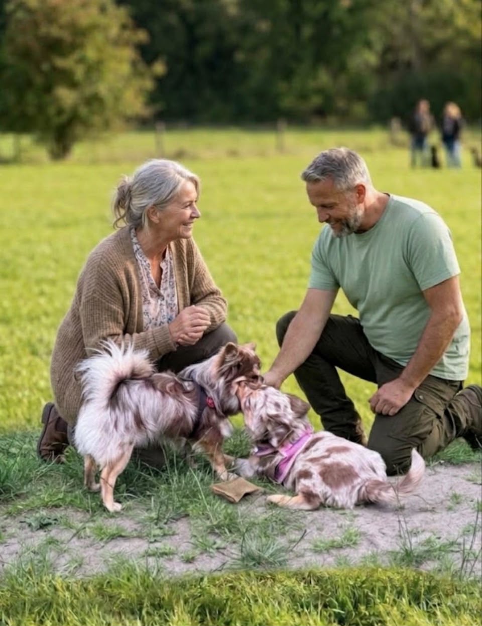 Hundehalterin und Mike im Erstgespräch mit zwei Hunden